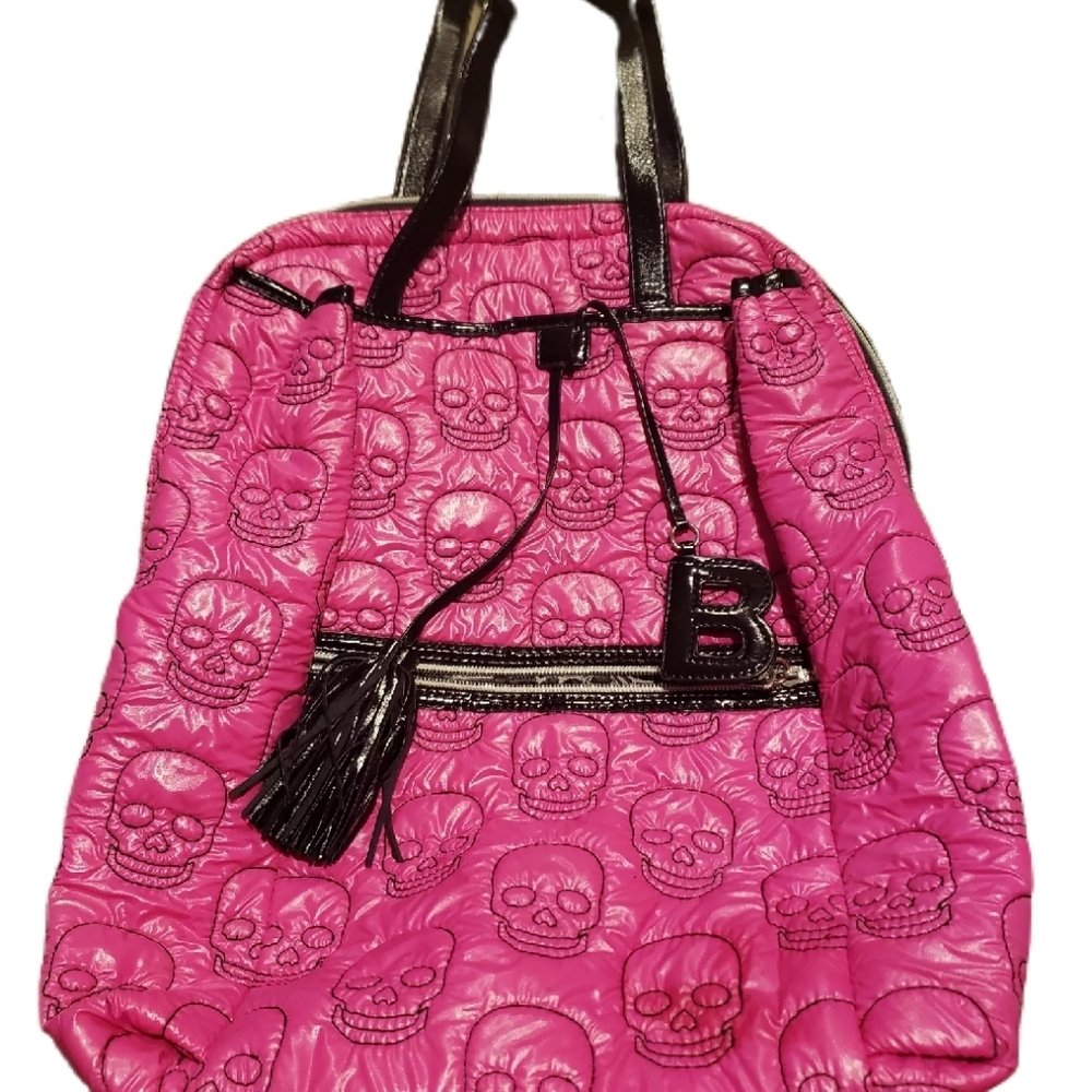 Betsey Johnson hot pink skull backpack